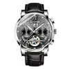 Reloj Automático Mecánico para Hombre con Correa de Cuero, Reloj Multifuncional con Fondo Calado, Reloj Mecánico para Hombre, Soporta Dropshipping