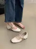 Viento Nocturno Nuevo Zapato de Tacón Grueso para Mujer Boca Baja Francesa Zapatos Individuales Otoño 2026 Estilo Coreano Zapatos Pequeños de Cuero Retro Tacón Medio Zapatos Mary Jane