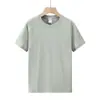 Top unisex liso de manga corta, cuello redondo, 230g, 21 hilos, peinado compacto, hilado siro, algodón puro, simple, versátil