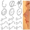 Conjunto de 15 Peças das Joias de Piercing Mais Vendidas da Amazon em Aço Inoxidável 316 com Zircônia Argola para Nariz Galvanoplastia de Preservação de Cor Dourada 18K