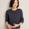 Jersey de cachemir de cuello redondo de una línea para mujer, punto de cachemir, nuevo para otoño e invierno, aspecto holgado que estiliza, punto de lana con ropa interior de estilo occidental