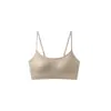 Sutiã feminino de decote baixo com alça brilhante e bojos fixos push-up, top tube esportivo sem costas confortável, sutiã tomara-que-caia anti-exposição