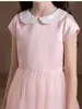 Vestido formal para meninas 2026 novo estilo rosa tule longo anfitriã simples Natal feriado apresentação roupa cross-border dropshipping