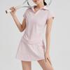 Camisa polo feminina esportiva plus size, manga curta, lapela, secagem rápida, absorve umidade, saia de tênis fitness, roupa de ioga
