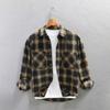 Estilo Solto Preguiçoso Novo Fashion Artístico Estilo Americano Retro Xadrez Camisa Estampada Masculina Manga Longa Outono e Primavera Estilo Grosso