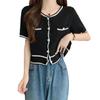Cárdigan de Punto Corto Elegante Estilo Chanel Manga Corta para Mujer Verano Delgado Sentido del Diseño Estilo Coreano Sentido de Alta Gama Top Corto