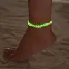 Tobillera de mujer ajustable tejida con hilo de cera impermeable, con cuentas luminosas, para resort de playa, moda transfronteriza