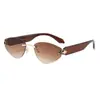 Gafas de Sol Retro Sin Marco para Viaje de Mujer Gama Alta Ojo de Gato Montura Pequeña Estilo Europeo Gafas de Sol con Protección UV para Caras Cuadradas y Redondas