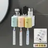 Hogar Juego de Cepillos de Dientes Color Macarrón Portacepillos de Dientes Montado en Pared sin Perforaciones Portacepillos de Dientes Enjuague Bucal