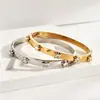 Pulseira de Aço Titânio para Mulheres, Luxo Leve e Sensação de Alta Qualidade, Venda Exclusiva Transfronteiriça, Cravejada com Diamantes, Não Desbota, Pulseira de Ouro 18K Atacado