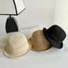 Sombrero de Paja con Ala Enrollada, Color Sólido, Sombrero Tejido Transpirable de Verano para Proteger del Sol, Sombrero tipo Cubo Versátil que Afina el Rostro con Diseño Hueco
