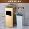 Papelera de acero inoxidable creativa para exteriores, con tapa abatible, de gran capacidad, forma cuadrada, grado comercial