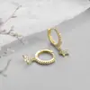 Pendientes de plata de ley s925 para mujer, estilo coreano, con forma de estrella, bonitos y encantadores pendientes de diamantes, personalizados y creativos, con forma de estrella.