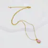 Colgante de Cristal en Polvo de Rodolita de Diseño Original Collar de Piedras Naturales con Cuentas Exquisito Dulce Versátil Nicho Collar para Mujeres