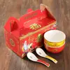 Tazón de Longevidad de 4.5 pulgadas Grabado al por Mayor Hueso de China Remachado Año 8090 Caja de Regalo de Agradecimiento Cumpleaños Centenario Banquete de Longevidad Regalo de Agradecimiento