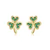 Pendientes de Zirconia con Diseño de Hierba de Tres Pétalos, Estilo Lujo Ligero, Exquisitos, de Moda, Más Vendidos Transfronterizos, Joyería para Orejas Creativa Personalizada para Mujer