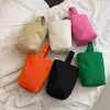 Nueva Bolsa de Lona para Té de Leche, Bolso Cubo, Bolsa para Botella de Vino, Lonchera, Bolso Cruzado Casual con Letras para Mujer