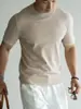 Suéter de punto raglán elástico y suave con cuello redondo para hombre, colección otoño 2026, estilo old money, suéter casual acanalado