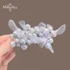Pinza para el Cabello de Malla Perla Beige Dulce de Gama Alta para Mujer, Pinza para el Flequillo, Pinza Bb, Pinza para el Flequillo Lateral, Pinza Lateral, Pinza de Pato