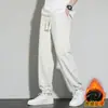 677 Pantalones Jogger Gruesos con Forro Polar para Otoño e Invierno Estilo Hong Kong Sueltos Casual Pierna Ancha Curva Estilo Americano