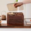 Caja para bocadillos de nogal negro norteamericano con tapa caja de madera para frutos secos caja de almacenamiento de nueces multicapa caja de dulces de escritorio para Año Nuevo Chino