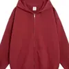Nueva sudadera con capucha y cremallera de composite de seda de leche de 300 g para hombre, corte holgado, color liso, prenda exterior casual, con opciones de impresión personalizada