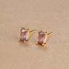 Aretes de Perforación Caliente Transfronterizos Hao Stone Estilo Japonés y Coreano Simples Nicho Oro Lujo Ligero Estilo Ins Aretes Rectangulares de Diamantes para Mujer