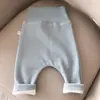 Calças de bebê para outono e inverno, forradas com fleece para aquecimento, espessas, cintura alta, protegendo a barriga, calças compridas casuais para bebês de um ano