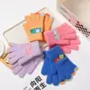 Luvas de Outono e Inverno para Crianças, Meninos e Meninas, Luvas de Lã Tricotadas Fofas de Cinco Dedos para Ciclismo, Luvas Quentes e Anticongelantes