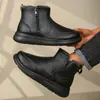 Botas Martin para Hombre 2025 Otoño e Invierno Estilo Nuevo Zapatos Cálidos Zapatos de Algodón Botas Cortas Antideslizantes Botas de Cuero Suaves y Cómodas