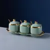 Jarras y Cajas de Cerámica para Condimentos de Cocina Nordic Light Luxury Seleccionadas Cuidadosamente, Recipientes para Condimentos del Hogar, Saleros, Juego de Utensilios de Cocina