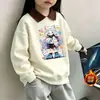 Sudadera de Dibujos Animados para Niños 2026 Otoño/Invierno Nuevo Estilo Sudadera de Algodón con Cuello Solapa para Niñas Pulóver Moderno Camiseta Básica para Niños Mayores