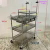 Carrinho de Transmissão ao Vivo em Aço Inoxidável, Suporte de Display Portátil Destacável para Exterior, Mesa Promocional, Expositor de Lanches