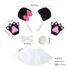 Performance Dia das Crianças Headband de Cabeça Animal Cartoon Headwear de Pelúcia Conjunto de Headband de Princesa Panda de Pelúcia Adesivos Faciais Acessórios de Roupa