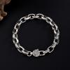 Venta al por mayor, collar, pulsera, anillo y cierre de mantra de seis caracteres en plata esterlina S925, con personalidad retro antigua, cadena de plata con mortero de diamantes.