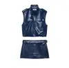 Ropa de Mujer al por Mayor Transfronteriza Conjunto de Chaleco con Efecto Piel + Falda con Efecto Piel Estilo Europeo y Americano