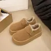 Botas de Neve com Solado Grosso Femininas 2026 Novo Estilo Inverno Slip-on Com Pelúcia Por Dentro Calçados Birkenstock Externos Cano Baixo Quentes de Algodão
