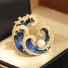 Broche de Perla de Agua Dulce con Forma de Spray de Zircón de Lujo Accesible Nuevo Lujoso Elegante Retro Pin para Traje Accesorios para Ramillete