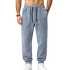 A nova coleção outono/inverno da Amazon para a Europa e os EUA: calças de moletom esportivas masculinas em camurça, cor sólida, cintura elástica, calças compridas casuais