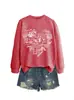 Amazon eBay sitio independiente casual de moda personalizada para mujer estampado de corazón otoño e invierno nuevo sudadera de cuello redondo de manga larga