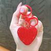 Llavero creativo con forma de corazón de melocotón y colgante pequeño con forma de corazón de melocotón, accesorio para bolso, pequeño regalo, llavero de cristal con diamantes.