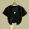 Camiseta Casual de Manga Corta con Cuello Redondo para Niñas Verano 2026 Nuevo Estilo Camisa de Estilo Occidental Holgada para Niños Top de Algodón Puro de Media Manga