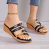Zapatillas de cuña para mujer, verano 2024, talla grande europea y americana, nuevas zapatillas de playa con boca de pez a juego de colores, venta al por mayor para mujer