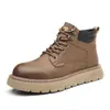 Botas Masculinas 2025 Inverno Veludo Quente Neve Algodão Sapatos Estilo Britânico Cano Alto Sapatos Masculinos Botas de Trabalho para Exterior