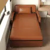 Sofá cama de doble propósito para siestas, sofá cama de estilo chino vintage, cama plegable de cuero encerado al aceite, multifuncional y plegable