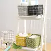 Cesta de Armazenamento de Tecido com Alça, Caixa de Armazenamento de Algodão e Linho Estampado para Bagunça de Mesa, Pequena Cesta de Armazenamento de Roupas para Armários