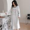 Pijama de Algodón Puro para Mujer Primavera y Otoño Camisón de Manga Larga 2025 Nuevo para Mujer Suelto Talla Grande Falda Larga Se Puede Usar Fuera de Casa Ropa para el Hogar