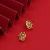 Diseño Estilo Retro Pendientes de Cerradura Ping An Ruyi para Mujer Joyería para Orejas Blanca de Calcedonia Simple de Gama Alta Estilo Chino Venta al por Mayor