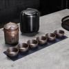 Juego de Té de Viaje Original Color Arcilla Púrpura Mineral que Cambia de Color, Portátil con Una Tetera Seis Tazas Separación de Agua y Té Juego Completo con Taza de Justicia para Uso al Aire Libre