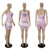 D9515 Amazon Más Vendido Europeo y Americano Mujer Sexy Casual Posicionamiento Dólar Vestido Tubo Sin Mangas Estampado